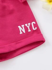 SHEIN 小女童字母圖案運動衫和短褲