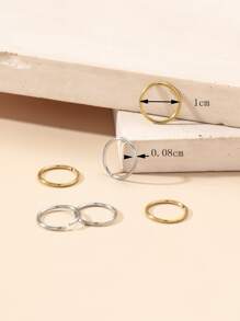 12pcs/Pack Stainless Steel Gold And Silver Nose Rings, Minimalist Style For Women - Multicolor - View 3