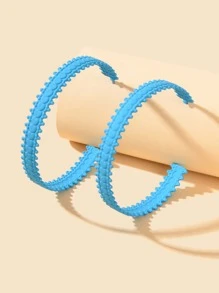 Heart Detail Cuff Hoop Earrings - Blue - View 2