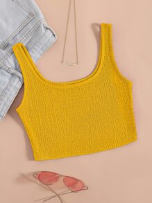 SHEIN Unity Áo hai dây màu trơn Giải trí - Màu vàng - Xem 1