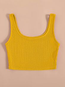 SHEIN Unity Áo hai dây màu trơn Giải trí - Màu vàng - Xem 4