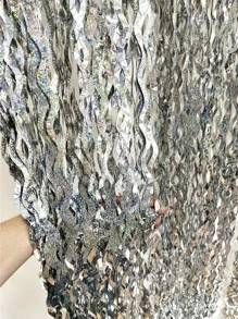 1pc Party Decorative Tassel Curtain, Silver PE Rain Curtain, Backdrop Decoration, For Party - Silver - View 2