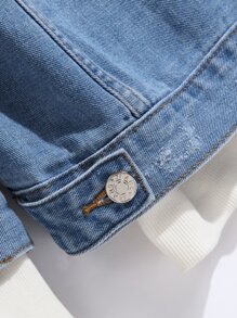 Manfinity Hypemode Loose Fit Men's Denim Jacket With Flap Pockets, Without Hood - Light Wash - View 5