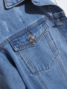 Manfinity Hypemode Loose Fit Men's Denim Jacket With Flap Pockets, Without Hood - Light Wash - View 6