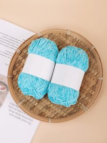 1 ovillo Hilo unicolor chenilla - Azul - Ver 2