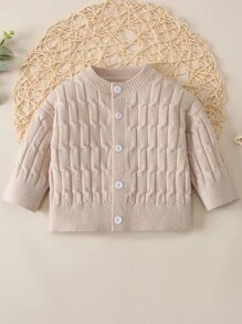 Bebé Cárdigan tejido de cable - Albaricoque - Ver 1