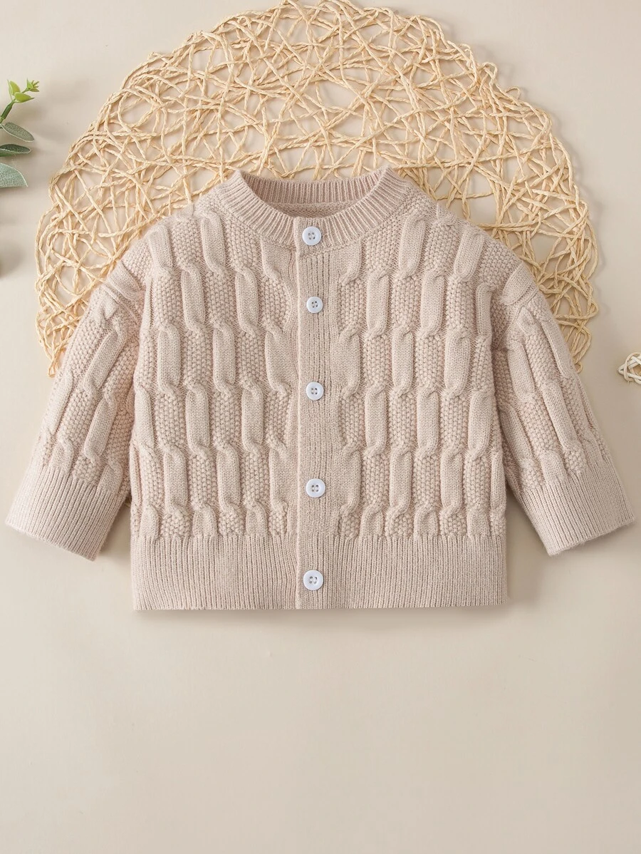 Bebé Cárdigan tejido de cable - Albaricoque - Ver 1