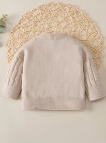 Bebé Cárdigan tejido de cable - Albaricoque - Ver 2