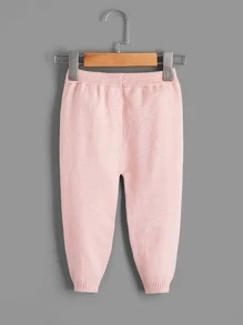Baby Peter-pan Collar Textured Cardigan & Knit Trousers - Pink - View 3