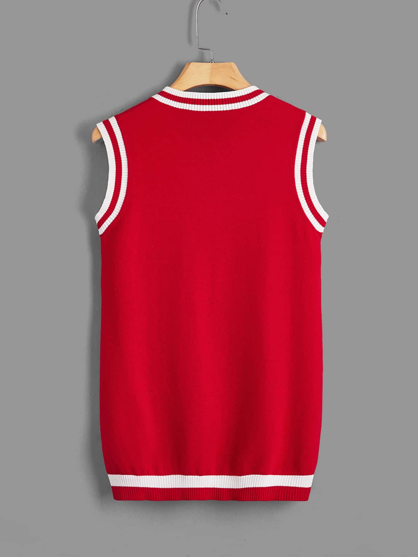 Girls Letter Pattern Tank Sweater Dress - Red - View 2