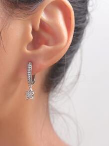 Rhinestone Star Drop Earrings - Silver - View 2