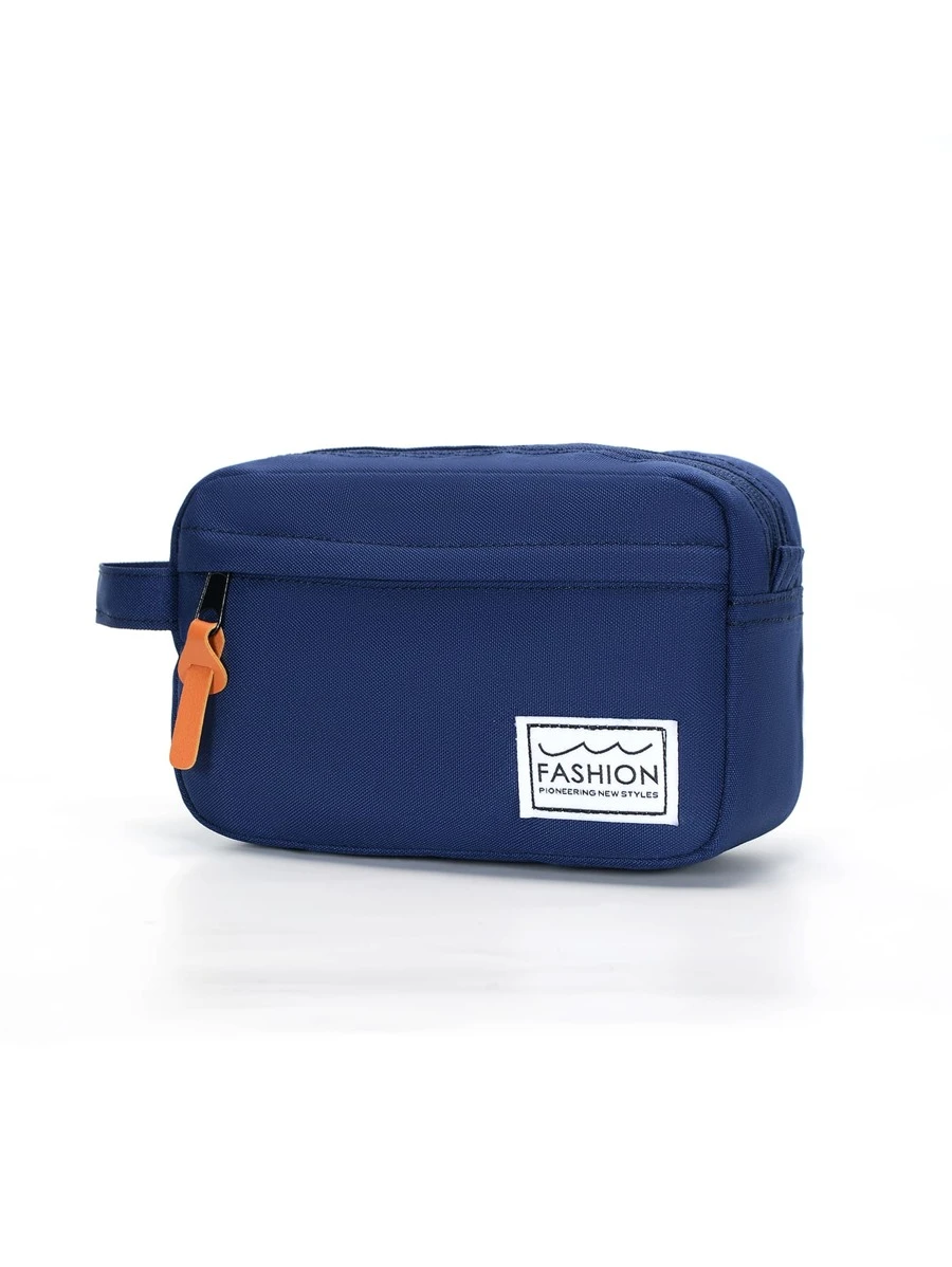 男士手拿包男士手提包男士手拿包腋下包大容量便攜輕便適用於商業適用於戶外適合旅行織物極簡休閒商務字母貼飾適合男士禮品給男朋友 - 藍色 - 查看 1