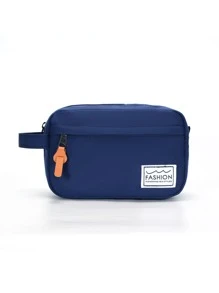 男士手拿包男士手提包男士手拿包腋下包大容量便攜輕便適用於商業適用於戶外適合旅行織物極簡休閒商務字母貼飾適合男士禮品給男朋友 - 藍色 - 查看 2