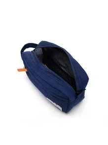 男士手拿包男士手提包男士手拿包腋下包大容量便攜輕便適用於商業適用於戶外適合旅行織物極簡休閒商務字母貼飾適合男士禮品給男朋友 - 藍色 - 查看 3