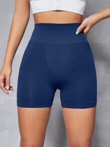 Easithlete Space Dye Tummy Control Sports Shorts Blue Shorts - Navy Blue - View 3