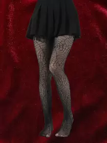 ROMWE Goth Quần tất Nữ màu trơn - màu đen - Xem 1