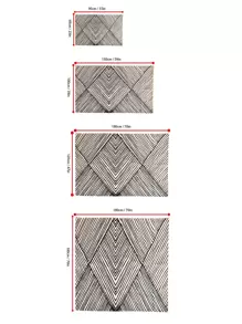 Geometric Pattern Outdoor Rug - Black and White - View 3