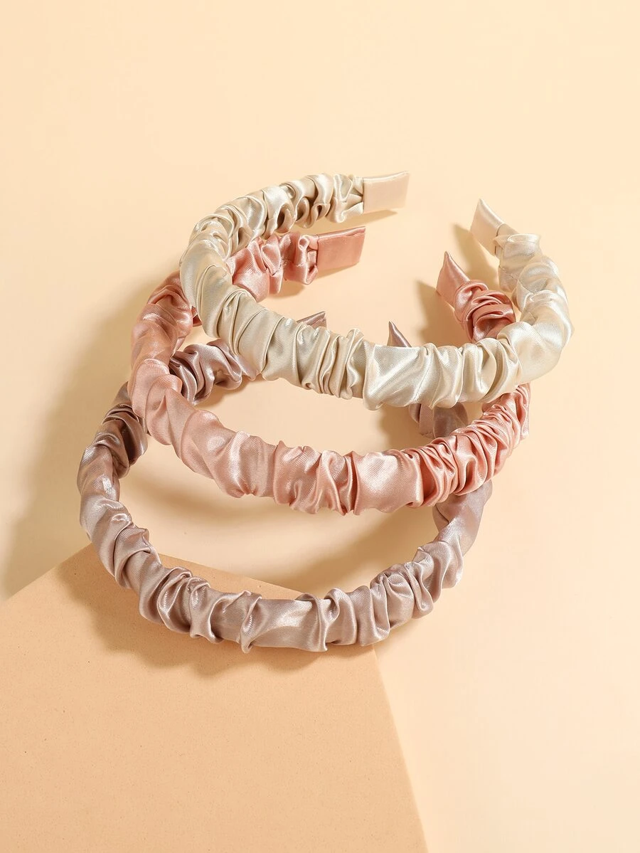 3入組抽褶細節髮箍 - 彩色 - 查看 1