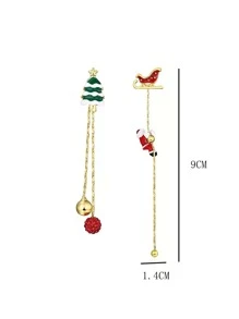Christmas Santa Claus & Tree Decor Mismatched Drop Earrings - Red - View 4