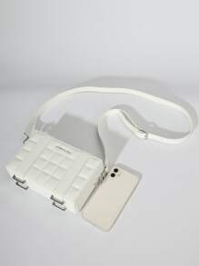 peach tree Fashionable Solid Color Mini Box Shape Shoulder Bag, Lightweight Waterproof Adjustable Strap Closure, Business Casual Ultra-Light Crossbody Bag Christmas Men Bag Vacation Travel Essentials Dad Gifts Retro Bag Vintage Messenger Bag Tote Bag Side Bags For Men Gifts For Men Valentine Day Holiday Essentials Bag For Men Camping Sling Bag For Men Stickers Summer Back To School Valentines Gifts Valentine Gifts For Men Vintage Summer Bag Springbreak White Bag Gift Bag Bag Pack Cross Body Bag Vintage Bags School Supplies - White - View 3