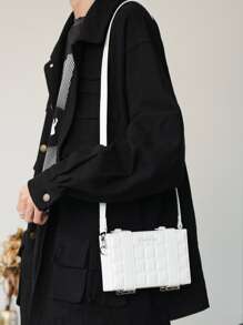 peach tree Fashionable Solid Color Mini Box Shape Shoulder Bag, Lightweight Waterproof Adjustable Strap Closure, Business Casual Ultra-Light Crossbody Bag Christmas Men Bag Vacation Travel Essentials Dad Gifts Retro Bag Vintage Messenger Bag Tote Bag Side Bags For Men Gifts For Men Valentine Day Holiday Essentials Bag For Men Camping Sling Bag For Men Stickers Summer Back To School Valentines Gifts Valentine Gifts For Men Vintage Summer Bag Springbreak White Bag Gift Bag Bag Pack Cross Body Bag Vintage Bags School Supplies - White - View 6