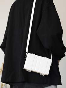 peach tree Fashionable Solid Color Mini Box Shape Shoulder Bag, Lightweight Waterproof Adjustable Strap Closure, Business Casual Ultra-Light Crossbody Bag Christmas Men Bag Vacation Travel Essentials Dad Gifts Retro Bag Vintage Messenger Bag Tote Bag Side Bags For Men Gifts For Men Valentine Day Holiday Essentials Bag For Men Camping Sling Bag For Men Stickers Summer Back To School Valentines Gifts Valentine Gifts For Men Vintage Summer Bag Springbreak White Bag Gift Bag Bag Pack Cross Body Bag Vintage Bags School Supplies - White - View 7