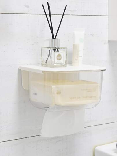 1 verpakking wandgemonteerde transparante tissue-opbergdoos badkamerdecoratie herfstdecoratie