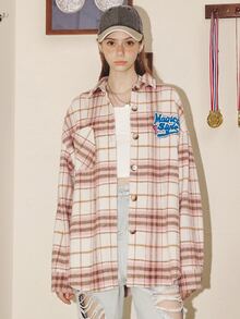 格紋字母圖案外套 - 彩色 - 查看 4