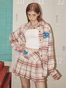 格紋字母圖案外套 - 彩色 - 查看 5