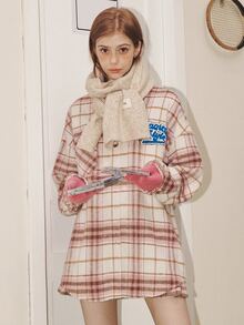 格紋字母圖案外套 - 彩色 - 查看 6