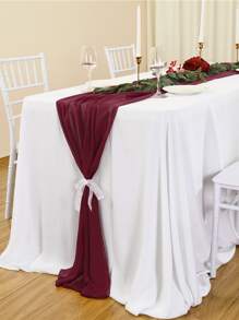 Simple Plain Table Runner - Burgundy - View 3