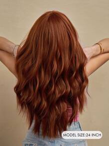 24 Inch Red Brown Long Curly Wig Synthetic Wig With Bangs Beginners Friendly Heat Resistant Fashionable For Daily Use Halloween Wedding Party Wear Music Festival Mother's Day Gift Hot - Burgundy - View 4