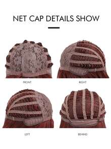 短卷人造假髮帶劉海 - 酒紅色 - 查看 9