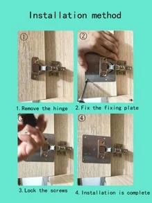 1pc Stainless Steel Door Hinge Repair Kit, Multifunction Cabinet Fixing Tool, For Home - Silver - View 7