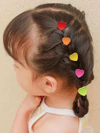 30 buc agrafe de păr în formă de inimă de culoare aleatorie pentru fete, potrivite pentru viața de zi cu zi