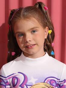 30入組隨機顏色愛心造型女孩髮夾,適用於日常生活