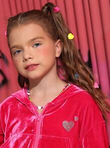 30入組隨機顏色愛心造型女孩髮夾,適用於日常生活