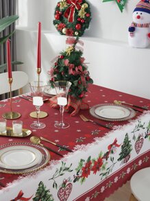1pc Waterproof & Oilproof Christmas Holiday Scene Decoration Tablecloth With Digital Print, For New Year's Eve, Party, Outdoor Family Gathering, Home Dinner Table Cloth, Creative Design - Multicolor - View 5