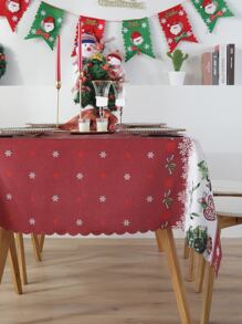 1pc Waterproof & Oilproof Christmas Holiday Scene Decoration Tablecloth With Digital Print, For New Year's Eve, Party, Outdoor Family Gathering, Home Dinner Table Cloth, Creative Design - Multicolor - View 6