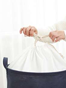 1 pieza Cesto para la ropa con estampado de slogan - Azul Marino - Ver 3