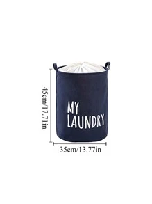 1 pieza Cesto para la ropa con estampado de slogan - Azul Marino - Ver 5