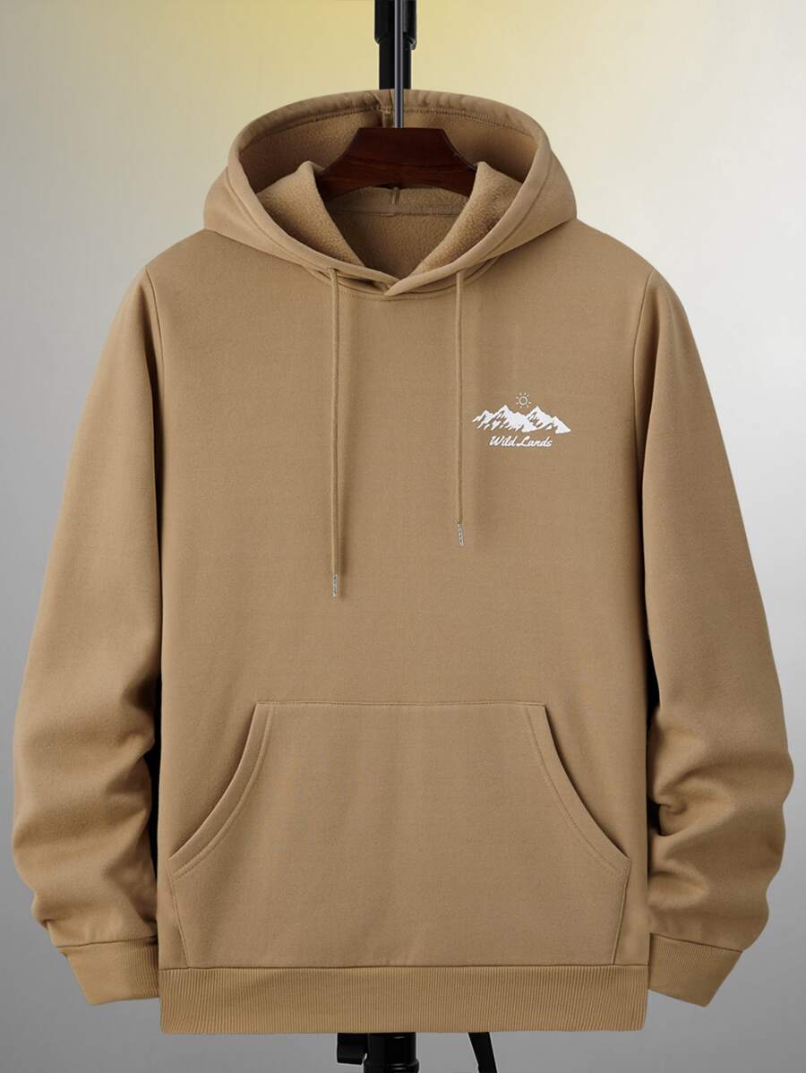 Manfinity Homme Áo nỉ Nam Dây kéo Túi Lá thư Giải trí - Màu Khaki - Xem 1