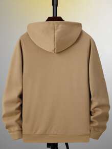 Manfinity Homme Áo nỉ Nam Dây kéo Túi Lá thư Giải trí - Màu Khaki - Xem 2