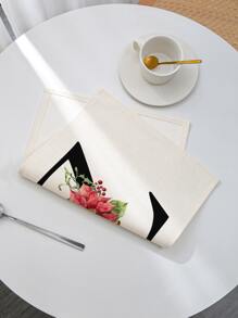 1pc Flower & Letter Graphic Placemat - Nhiều màu - Xem 2