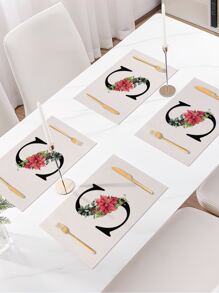 1pc Flower & Letter Graphic Placemat - Nhiều màu - Xem 5