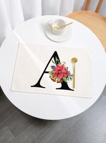 1pc Flower & Letter Graphic Placemat - Nhiều màu - Xem 6