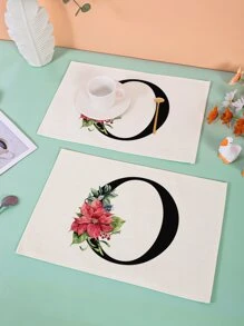 1pc Flower & Letter Graphic Placemat - Nhiều màu - Xem 7