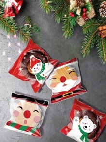 50pcs Christmas Snowman & Santa Pattern Packaging Bag Wedding Party Gift Bags - Multicolor - View 2