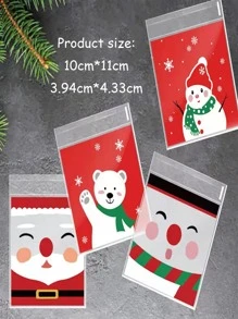 50pcs Christmas Snowman & Santa Pattern Packaging Bag Wedding Party Gift Bags - Multicolor - View 3