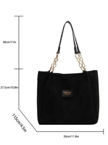 low tea 1 chiếc túi tote da lộn màu trơn, túi đeo vai dung tích lớn, khóa kéo, thích hợp cho đi làm, du lịch, mua sắm, hẹn hò, văn phòng, trường học, công việc, kinh doanh, hoạt động ngoài trời, dã ngoại. - màu đen - Xem 2